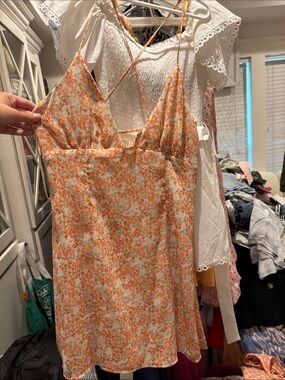Zara Floral Orange Mini Slip Dress